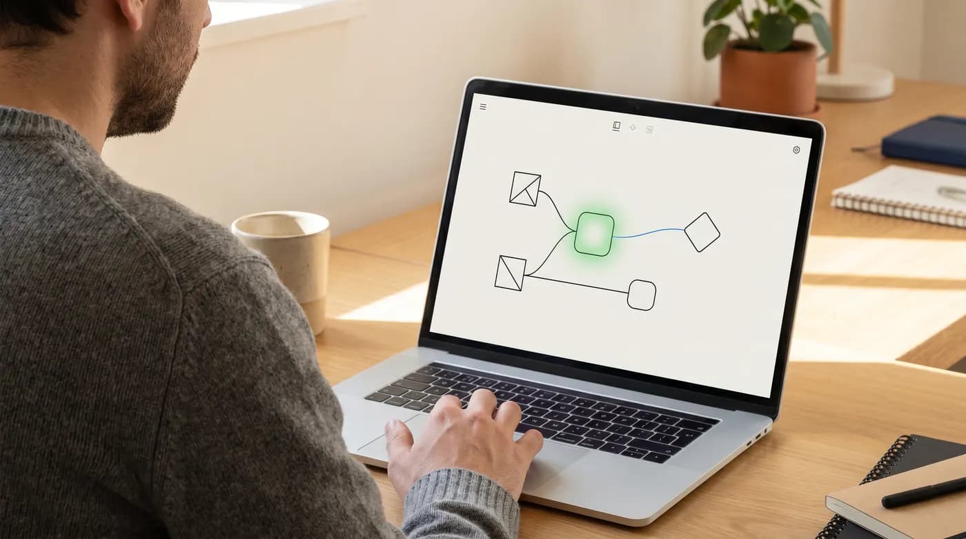 Thomas bouwt een AI-workflow live op zijn laptop